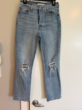 Levi's Light Blue Distressed Straight-Leg Jeans